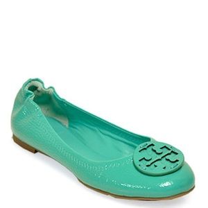 Tory Burch Reva Patent Flat - Turquoise- 5.5